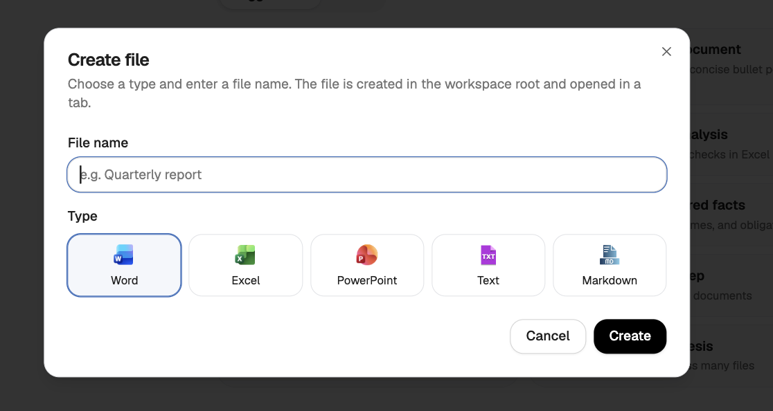 Create Word, Excel, PowerPoint, and more from Turbo AI